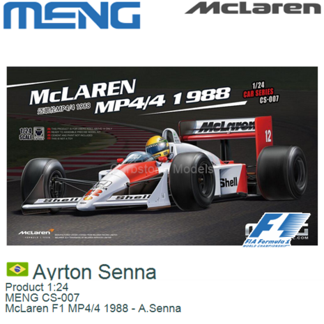 Product 1:24 | MENG CS-007 | McLaren F1 MP4/4 1988 - A.Senna