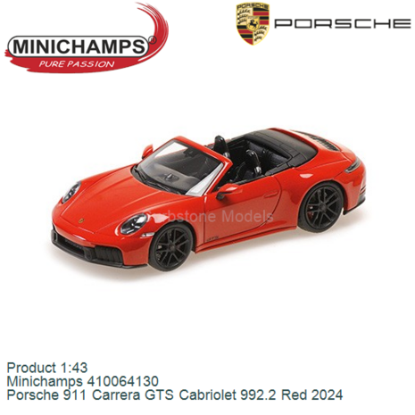 Product 1:43 | Minichamps 410064130 | Porsche 911 Carrera GTS Cabriolet 992.2 Red 2024