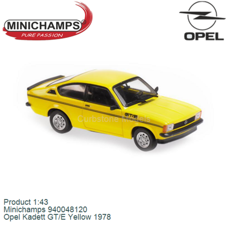 Product 1:43 | Minichamps 940048120 | Opel Kadett GT/E Yellow 1978
