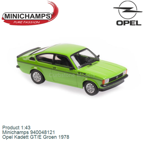 Product 1:43 | Minichamps 940048121 | Opel Kadett GT/E Groen 1978