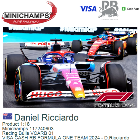 Product 1:18 | Minichamps 117240603 | Racing Bulls VCARB 01 | VISA CASH RB FORMULA ONE TEAM 2024 - D.Ricciardo