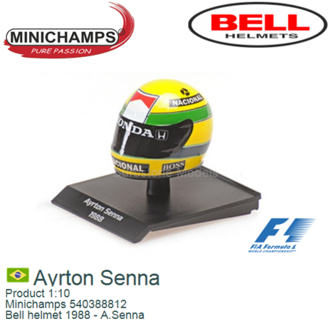 Product 1:10 | Minichamps 540388812 | Bell helmet 1988 - A.Senna
