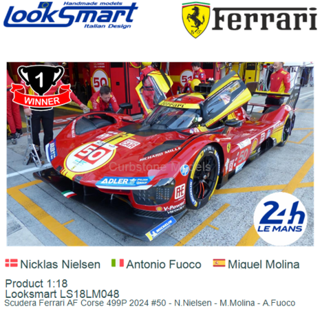 Product 1:18 | Looksmart LS18LM048 | Scudera Ferrari AF Corse 499P 2024 #50 - N.Nielsen - M.Molina - A.Fuoco