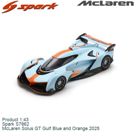 Product 1:43 | Spark S7862 | McLaren Solus GT Gulf Blue and Orange 2025