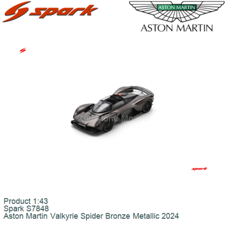 Product 1:43 | Spark S7848 | Aston Martin Valkyrie Spider Bronze Metallic 2024