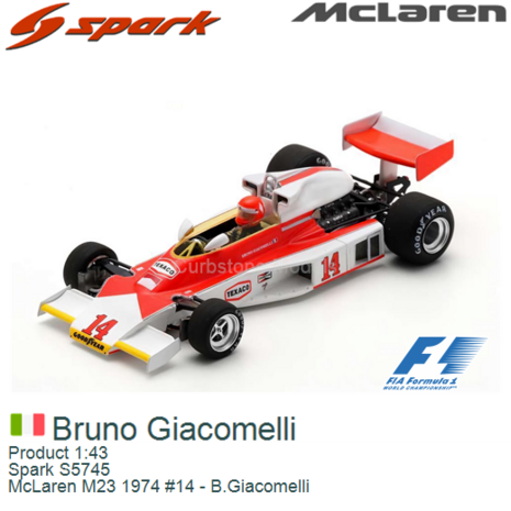 Product 1:43 | Spark S5745 | McLaren M23 1974 #14 - B.Giacomelli