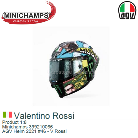 Product 1:8 | Minichamps 399210066 | AGV Helm 2021 #46 - V.Rossi
