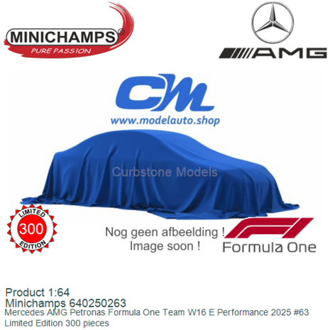Product 1:64 | Minichamps 640250263 | Mercedes AMG Petronas Formula One Team W16 E Performance 2025 #63
