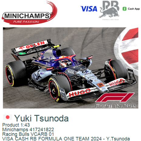 Product 1:43 | Minichamps 417241822 | Racing Bulls VCARB 01 | VISA CASH RB FORMULA ONE TEAM 2024 - Y.Tsunoda