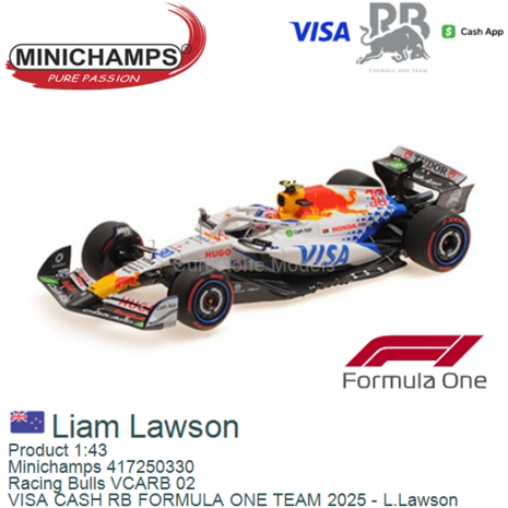 Product 1:43 | Minichamps 417250330 | Racing Bulls VCARB 02 | VISA CASH RB FORMULA ONE TEAM 2025 - L.Lawson