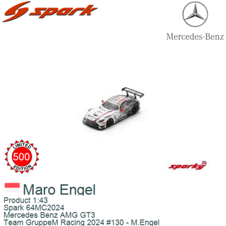 Product 1:43 | Spark 64MC2024 | Mercedes Benz AMG GT3 | Team GruppeM Racing 2024 #130 - M.Engel