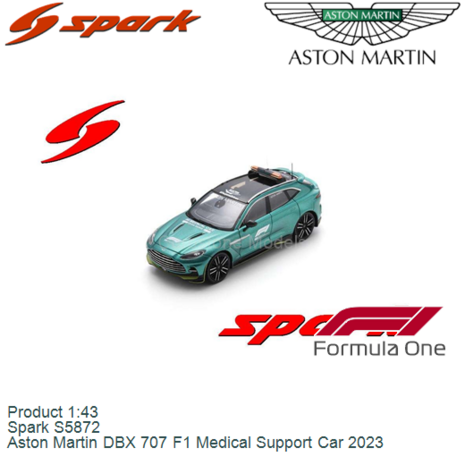Product 1:43 | Spark S5872 | Aston Martin DBX 707 F1 Medical Support Car 2023