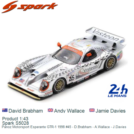 Product 1:43 | Spark S5028 | Panoz Motorsport Esperante GTR-1 1998 #45 - D.Brabham - A.Wallace - J.Davies