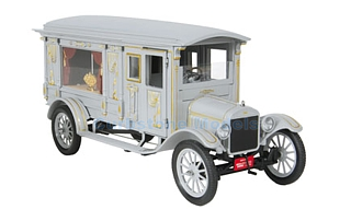 Product 1:18 | Greenlight Collectibles PMSC07GY | Ford Model T Ornate Carved Hearse Grijs 1921