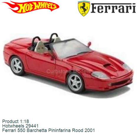 Product 1:18 | Hotwheels 29441 | Ferrari 550 Barchetta Pininfarina Rood 2001
