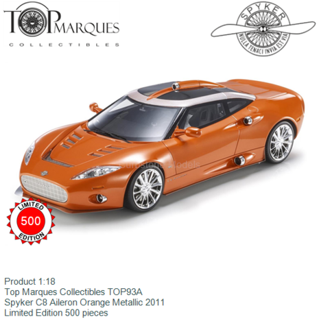 Product 1:18 | Top Marques Collectibles TOP93A | Spyker C8 Aileron Orange Metallic 2011