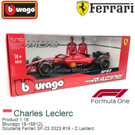 Product 1:18 | Bburago 18-16812L | Scuderia Ferrari SF-23 2023 #16 - C.Leclerc