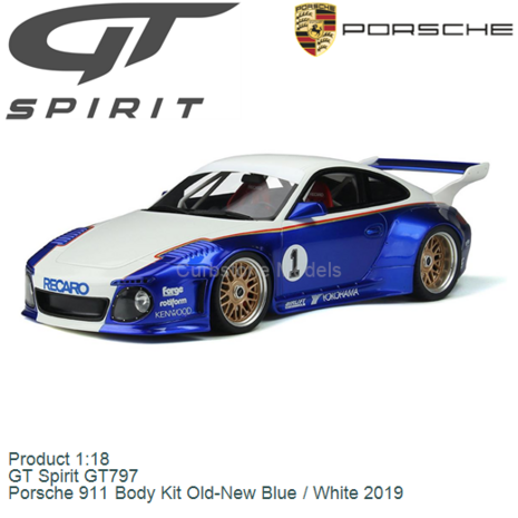 Product 1:18 | GT Spirit GT797 | Porsche 911 Body Kit Old-New Blue / White 2019