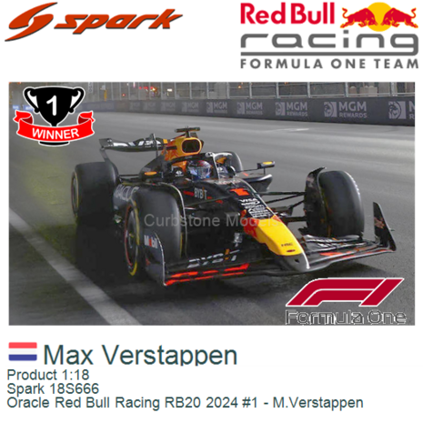 Product 1:18 | Spark 18S666 | Oracle Red Bull Racing RB20 2024 #1 - M.Verstappen