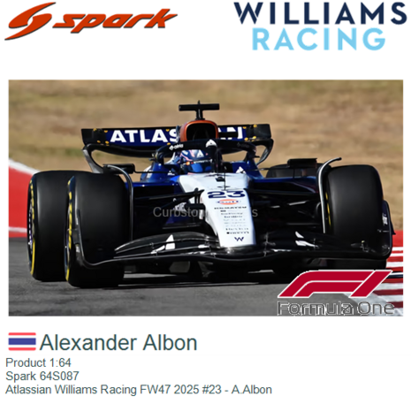 Product 1:64 | Spark 64S087 | Atlassian Williams Racing FW47 2025 #23 - A.Albon