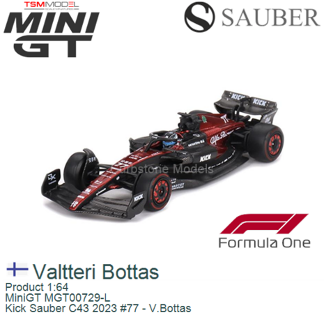 Product 1:64 | MiniGT MGT00729-L | Kick Sauber C43 2023 #77 - V.Bottas