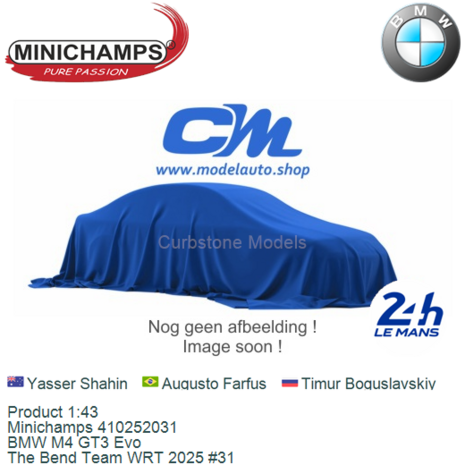 Product 1:43 | Minichamps 410252031 | BMW M4 GT3 Evo | The Bend Team WRT 2025 #31