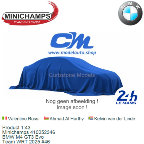 Product 1:43 | Minichamps 410252346 | BMW M4 GT3 Evo | Team WRT 2025 #46