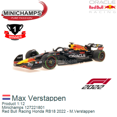 Product 1:12 | Minichamps 127221801 | Red Bull Racing Honda RB18 2022 - M.Verstappen