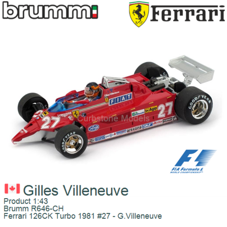 Product 1:43 | Brumm R646-CH | Ferrari 126CK Turbo 1981 #27 - G.Villeneuve