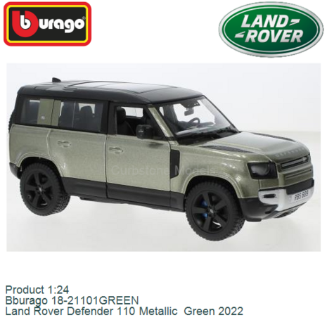 Product 1:24 | Bburago 18-21101GREEN | Land Rover Defender 110 Metallic  Green 2022