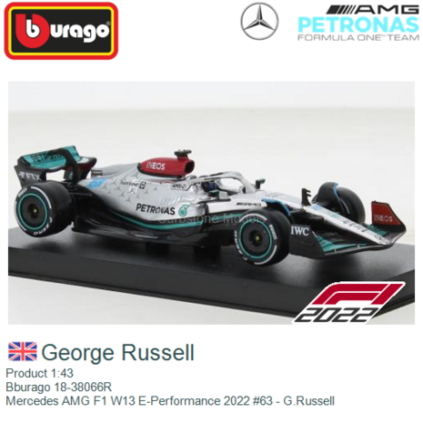 Product 1:43 | Bburago 18-38066R | Mercedes AMG F1 W13 E-Performance 2022 #63 - G.Russell