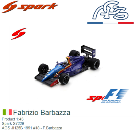 Product 1:43 | Spark S7229 | AGS JH25B 1991 #18 - F.Barbazza