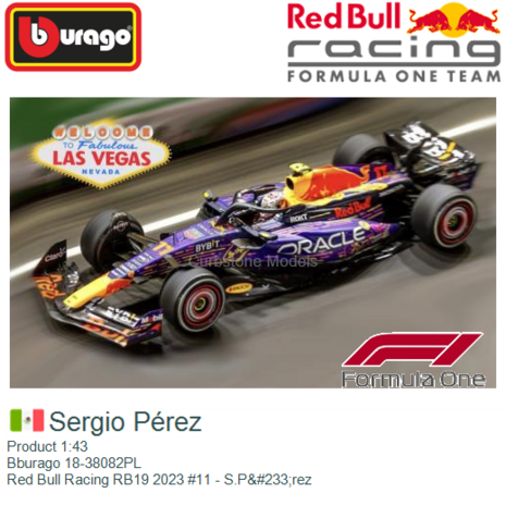Product 1:43 | Bburago 18-38082PL | Red Bull Racing RB19 2023 #11 - S.Pérez