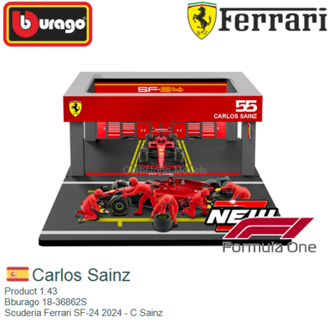 Product 1:43 | Bburago 18-36862S | Scuderia Ferrari SF-24 2024 - C.Sainz