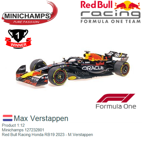 Product 1:12 | Minichamps 127232801 | Red Bull Racing Honda RB19 2023 - M.Verstappen