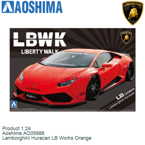 Product 1:24 | Aoshima AO05988 | Lamborghini Huracan LB Works Orange