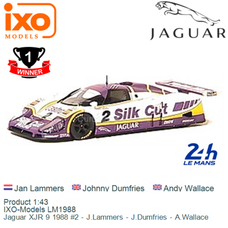 Product 1:43 | IXO-Models LM1988 | Jaguar XJR 9 1988 #2 - J.Lammers - J.Dumfries - A.Wallace