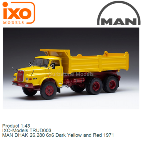Product 1:43 | IXO-Models TRUD003 | MAN DHAK 26.280 6x6 Dark Yellow and Red 1971