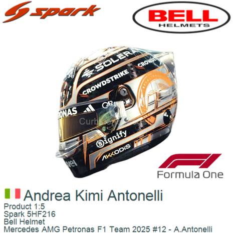 Product 1:5 | Spark 5HF216 | Bell Helmet | Mercedes AMG Petronas F1 Team 2025 #12 - A.Antonelli
