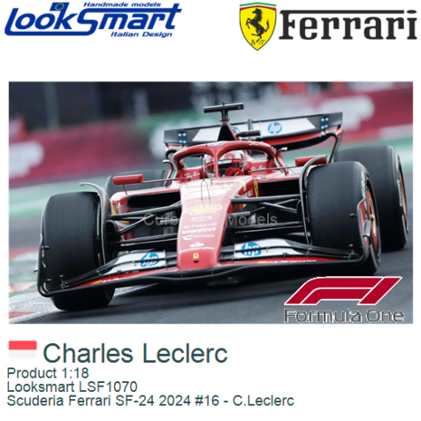 Product 1:18 | Looksmart LSF1070 | Scuderia Ferrari SF-24 2024 #16 - C.Leclerc