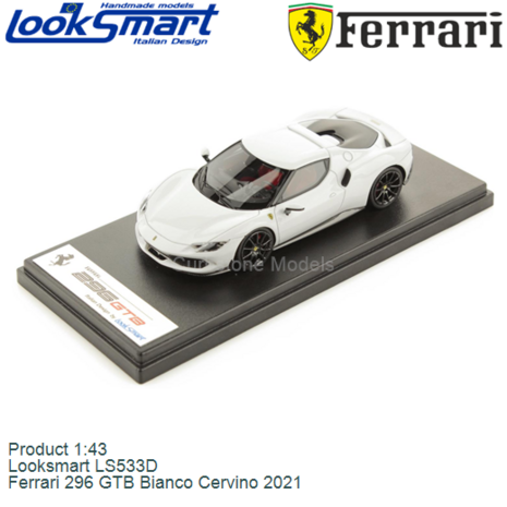 Product 1:43 | Looksmart LS533D | Ferrari 296 GTB Bianco Cervino 2021