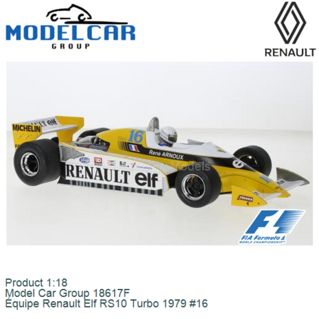 Product 1:18 | Model Car Group 18617F | Équipe Renault Elf RS10 Turbo 1979 #16
