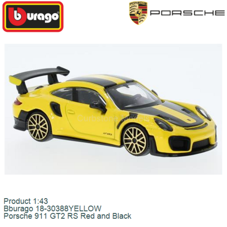Product 1:43 | Bburago 18-30388YELLOW | Porsche 911 GT2 RS Red and Black