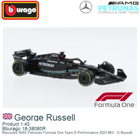 Product 1:43 | Bburago 18-38080R | Mercedes AMG Petronas Formula One Team E-Performance 2023 #63 - G.Russell