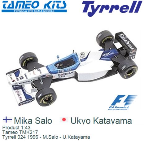 Product 1:43 | Tameo TMK217 | Tyrrell 024 1996 - M.Salo - U.Katayama