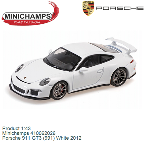 Product 1:43 | Minichamps 410062026 | Porsche 911 GT3 (991) White 2012