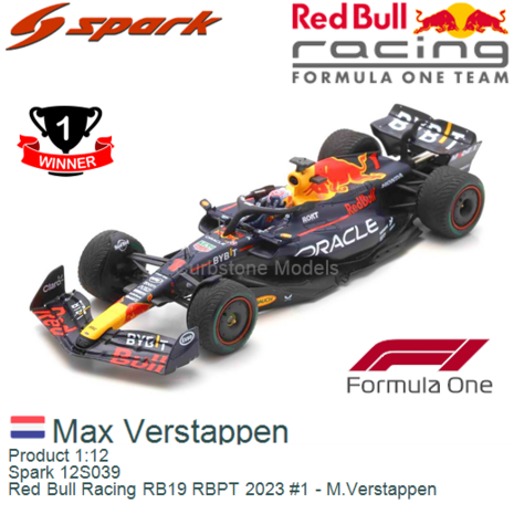Product 1:12 | Spark 12S039 | Red Bull Racing RB19 RBPT 2023 #1 - M.Verstappen