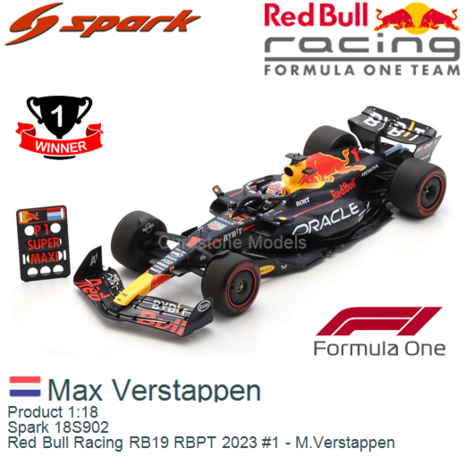 Product 1:18 | Spark 18S902 | Red Bull Racing RB19 RBPT 2023 #1 - M.Verstappen