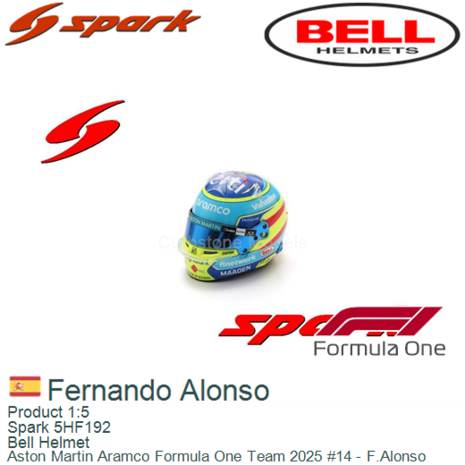Product 1:5 | Spark 5HF192 | Bell Helmet | Aston Martin Aramco Formula One Team 2025 #14 - F.Alonso