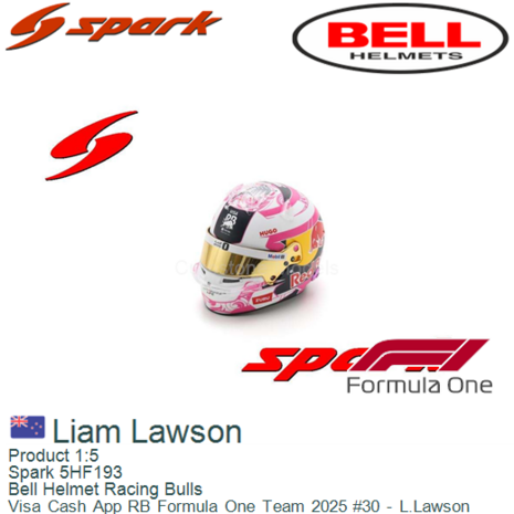 Product 1:5 | Spark 5HF193 | Bell Helmet Racing Bulls | Visa Cash App RB Formula One Team 2025 #30 - L.Lawson